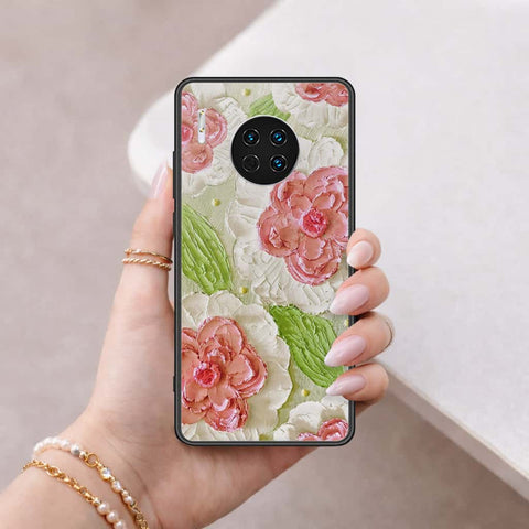 Huawei Mate 30 Cover - Floral Series 4 - HQ Ultra Shine Premium Infinity Glass Soft Silicon Borders Case