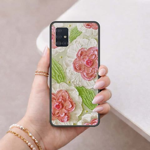 Samsung Galaxy A51 Cover - Floral Series 4 - HQ Ultra Shine Premium Infinity Glass Soft Silicon Borders Case