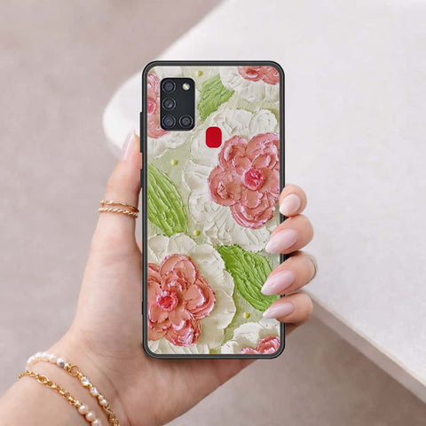 Samsung Galaxy A21s Cover - Floral Series 4 - HQ Ultra Shine Premium Infinity Glass Soft Silicon Borders Case