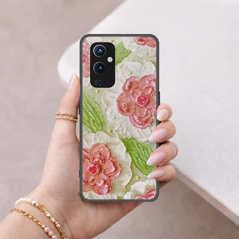 OnePlus 9 Cover - Floral Series 4 - HQ Ultra Shine Premium Infinity Glass Soft Silicon Borders Case