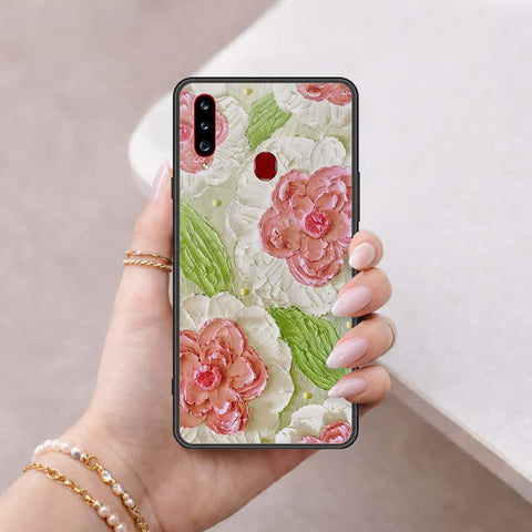 Samsung Galaxy A20s Cover - Floral Series 4 - HQ Ultra Shine Premium Infinity Glass Soft Silicon Borders Case