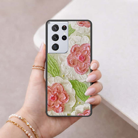 Samsung Galaxy S21 Ultra 5G Cover - Floral Series 4 - HQ Ultra Shine Premium Infinity Glass Soft Silicon Borders Case