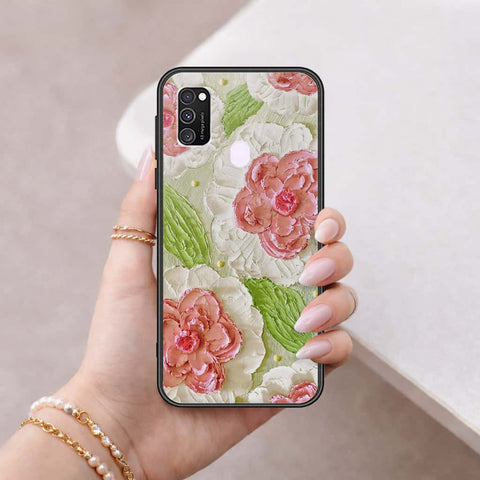 Samsung Galaxy M21 Cover - Floral Series 4 - HQ Ultra Shine Premium Infinity Glass Soft Silicon Borders Case