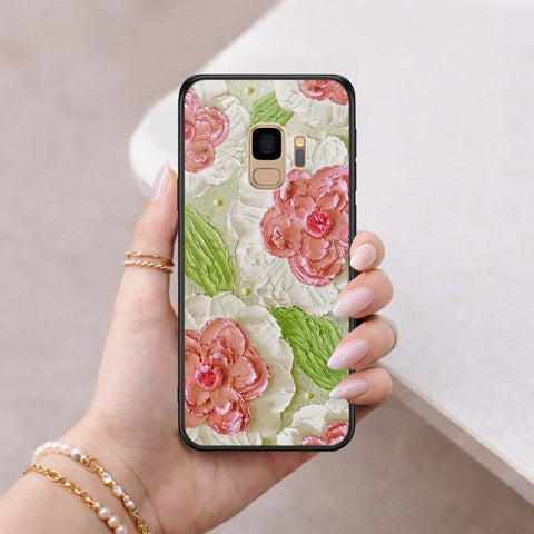 Samsung Galaxy S9 Cover - Floral Series 4 - HQ Ultra Shine Premium Infinity Glass Soft Silicon Borders Case