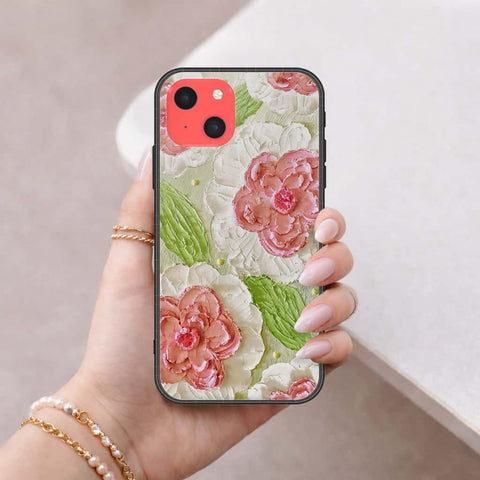 iPhone 13 Mini Cover - Floral Series 4 - HQ Ultra Shine Premium Infinity Glass Soft Silicon Borders Case