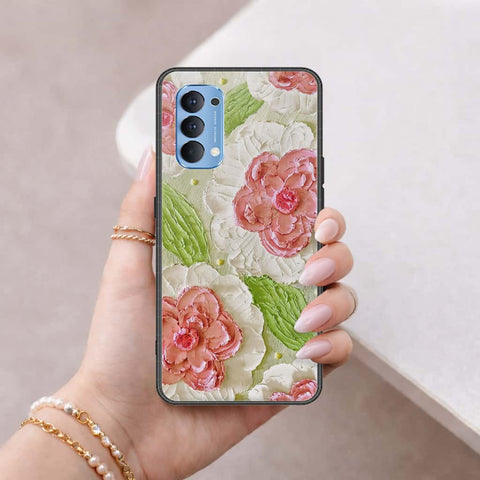 Oppo Reno 4 Cover - Floral Series 4 - HQ Ultra Shine Premium Infinity Glass Soft Silicon Borders Case
