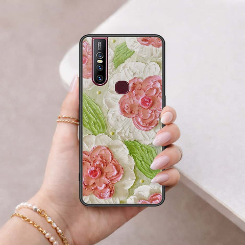 Vivo V15 Cover - Floral Series 4 - HQ Ultra Shine Premium Infinity Glass Soft Silicon Borders Case