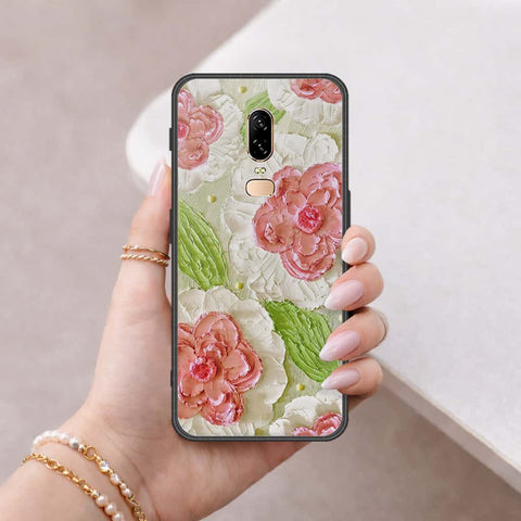 OnePlus 6 Cover - Floral Series 4 - HQ Ultra Shine Premium Infinity Glass Soft Silicon Borders Case