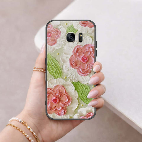 Samsung Galaxy S7 Cover - Floral Series 4 - HQ Ultra Shine Premium Infinity Glass Soft Silicon Borders Case