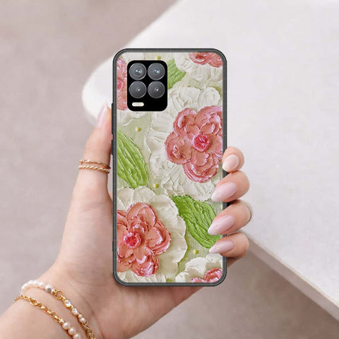 Realme 8 Cover - Floral Series 4 - HQ Ultra Shine Premium Infinity Glass Soft Silicon Borders Case