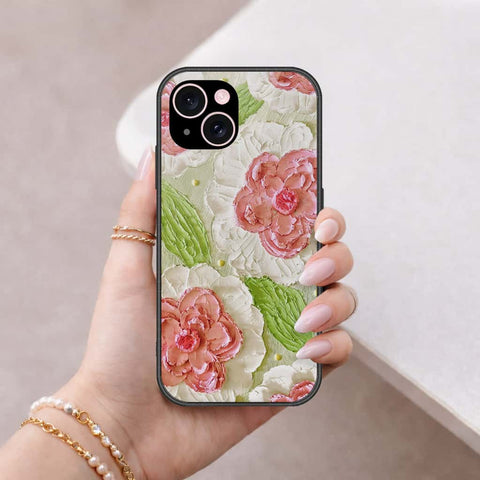 iPhone 15 Cover - Floral Series 4 - HQ Ultra Shine Premium Infinity Glass Soft Silicon Borders Case