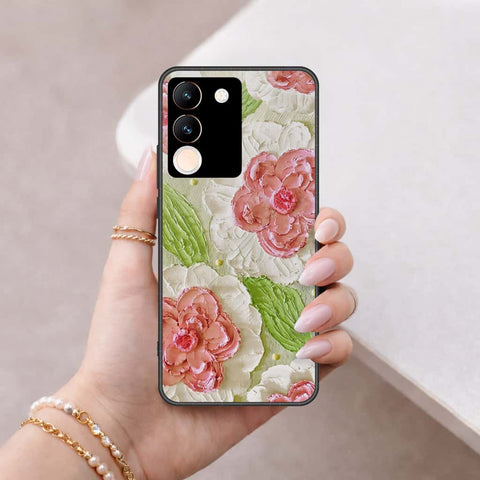 Vivo V29e Cover - Floral Series 4 - HQ Ultra Shine Premium Infinity Glass Soft Silicon Borders Case