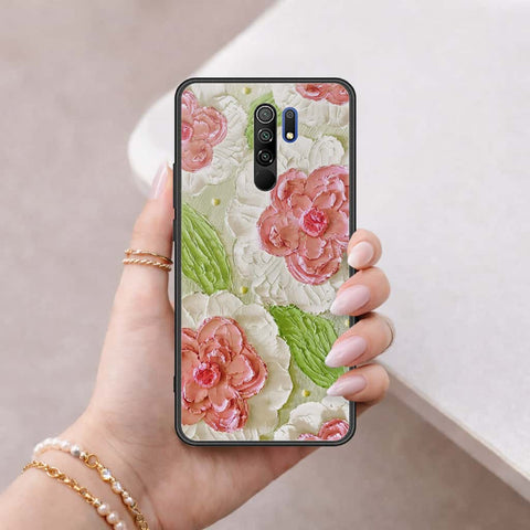 Xiaomi Redmi 9 Cover - Floral Series 4 - HQ Ultra Shine Premium Infinity Glass Soft Silicon Borders Case