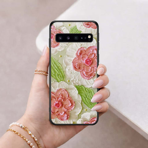 Samsung Galaxy S10 5G Cover - Floral Series 4 - HQ Ultra Shine Premium Infinity Glass Soft Silicon Borders Case