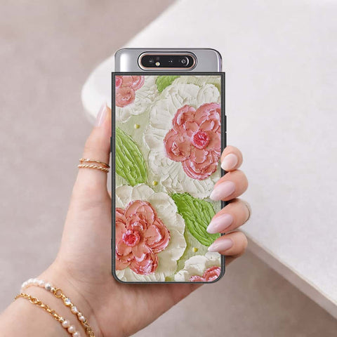 Samsung Galaxy A80 Cover - Floral Series 4 - HQ Ultra Shine Premium Infinity Glass Soft Silicon Borders Case
