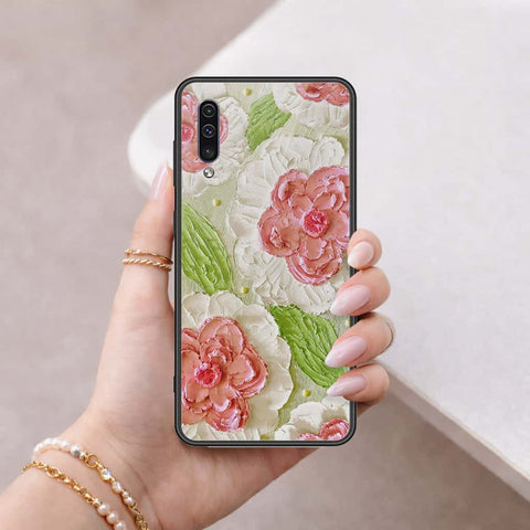 Samsung Galaxy A50 Cover - Floral Series 4 - HQ Ultra Shine Premium Infinity Glass Soft Silicon Borders Case