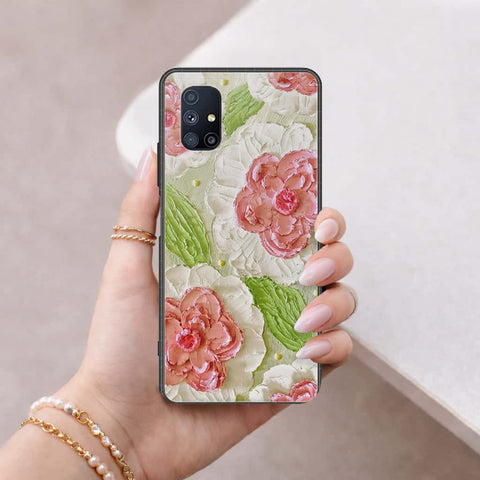 Samsung Galaxy M51 Cover - Floral Series 4 - HQ Ultra Shine Premium Infinity Glass Soft Silicon Borders Case