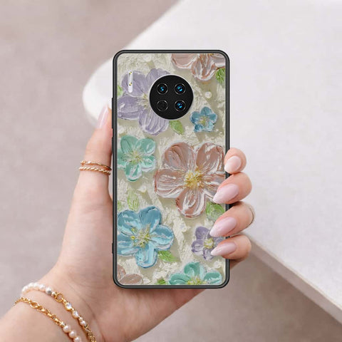 Huawei Mate 30 Cover - Floral Series 4 - HQ Ultra Shine Premium Infinity Glass Soft Silicon Borders Case