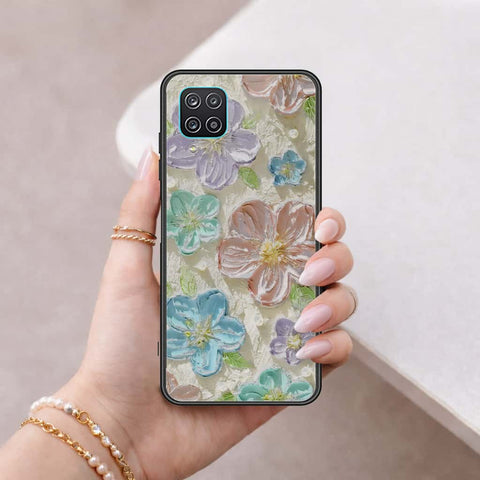 Samsung Galaxy A12 Cover - Floral Series 4 - HQ Ultra Shine Premium Infinity Glass Soft Silicon Borders Case