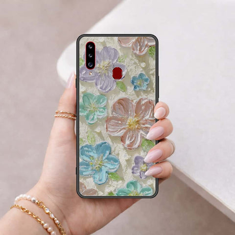 Samsung Galaxy A20s Cover - Floral Series 4 - HQ Ultra Shine Premium Infinity Glass Soft Silicon Borders Case