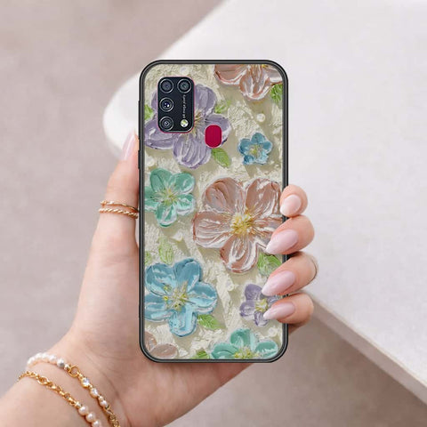 Samsung Galaxy M21s Cover - Floral Series 4 - HQ Ultra Shine Premium Infinity Glass Soft Silicon Borders Case