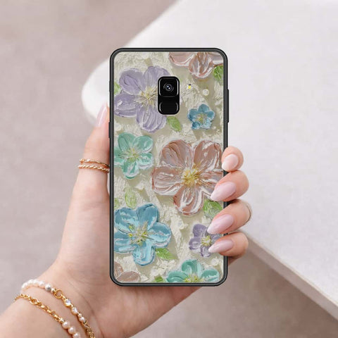 Samsung Galaxy A8 2018 Cover - Floral Series 4 - HQ Ultra Shine Premium Infinity Glass Soft Silicon Borders Case