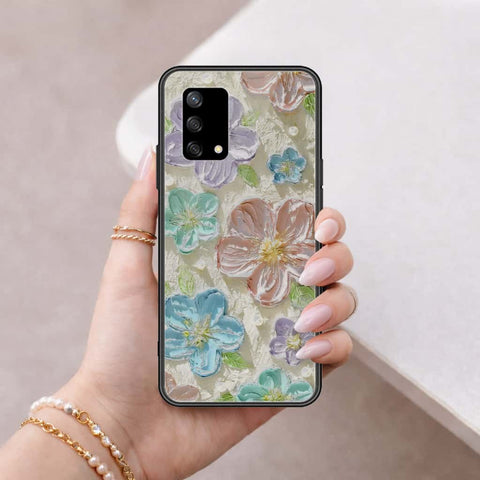 Oppo F19 Cover - Floral Series 4 - HQ Ultra Shine Premium Infinity Glass Soft Silicon Borders Case