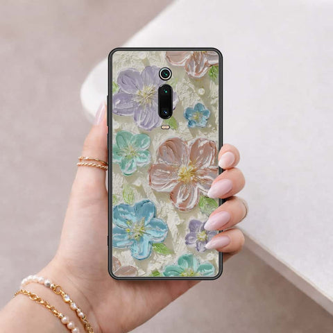 Xiaomi Mi 9T Cover - Floral Series 4 - HQ Ultra Shine Premium Infinity Glass Soft Silicon Borders Case