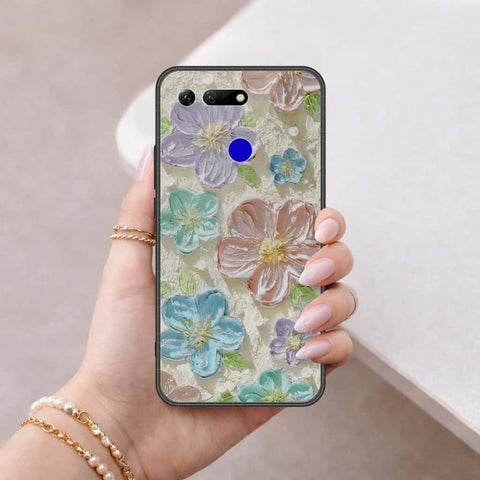 Huawei Honor View 20 Cover - Floral Series 4 - HQ Ultra Shine Premium Infinity Glass Soft Silicon Borders Case