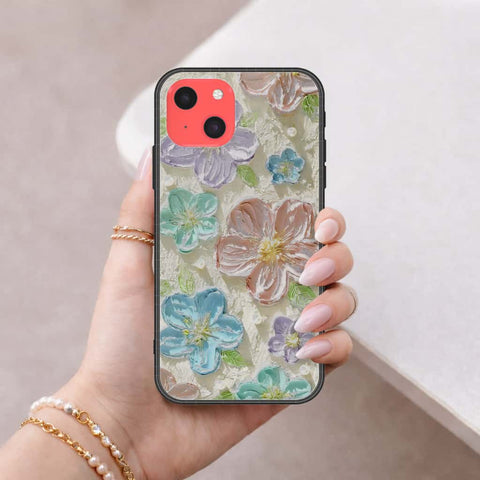 iPhone 13 Mini Cover - Floral Series 4 - HQ Ultra Shine Premium Infinity Glass Soft Silicon Borders Case