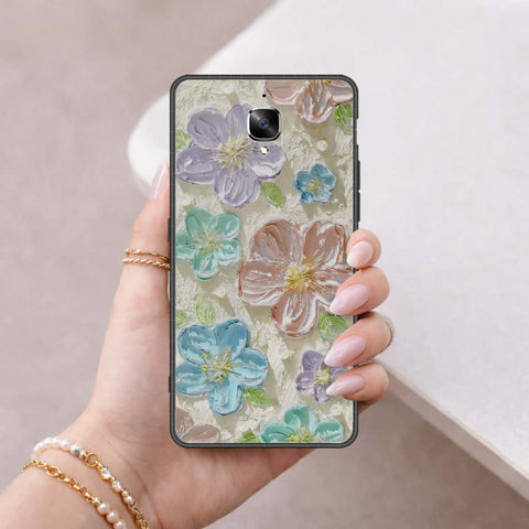 OnePlus 3 Cover - Floral Series 4 - HQ Ultra Shine Premium Infinity Glass Soft Silicon Borders Case