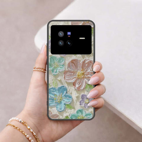 Vivo X80 Cover - Floral Series 4 - HQ Ultra Shine Premium Infinity Glass Soft Silicon Borders Case