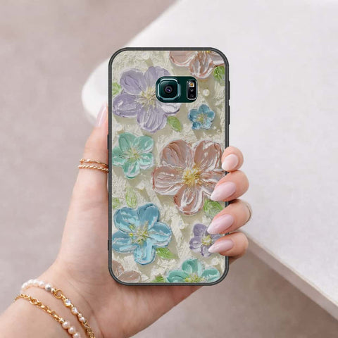 Samsung Galaxy S6 Edge Cover - Floral Series 4 - HQ Ultra Shine Premium Infinity Glass Soft Silicon Borders Case
