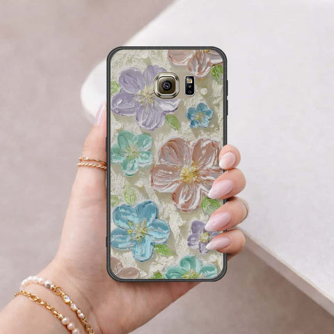 Samsung Galaxy S6 Cover - Floral Series 4 - HQ Ultra Shine Premium Infinity Glass Soft Silicon Borders Case