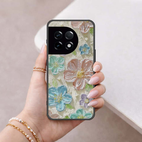 OnePlus 11 Cover - Floral Series 4 - HQ Ultra Shine Premium Infinity Glass Soft Silicon Borders Case