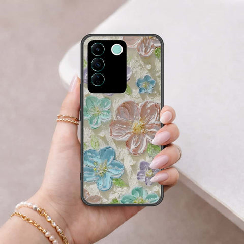 Vivo V27e Cover - Floral Series 4 - HQ Ultra Shine Premium Infinity Glass Soft Silicon Borders Case