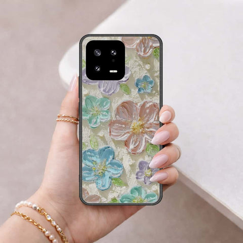 Xiaomi 13 Cover - Floral Series 4 - HQ Ultra Shine Premium Infinity Glass Soft Silicon Borders Case