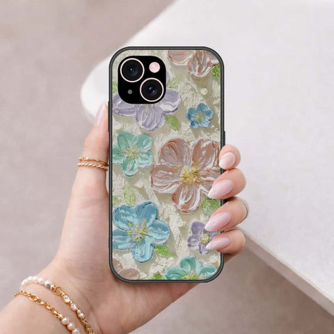 iPhone 15 Cover - Floral Series 4 - HQ Ultra Shine Premium Infinity Glass Soft Silicon Borders Case