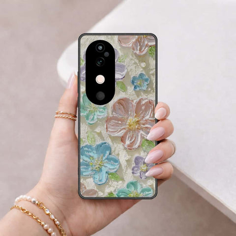 Vivo V40 Cover - Floral Series 4 - HQ Ultra Shine Premium Infinity Glass Soft Silicon Borders Case
