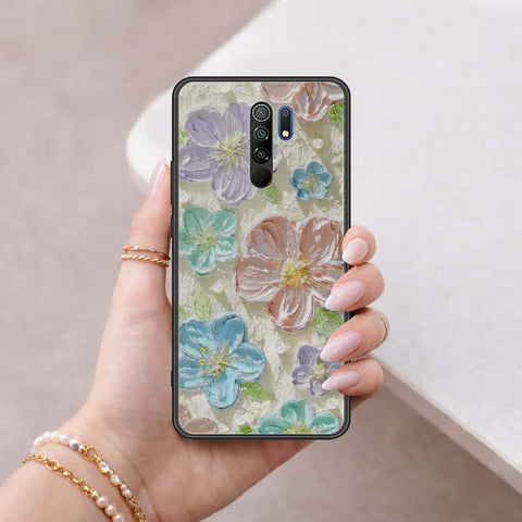 Xiaomi Redmi 9 Cover - Floral Series 4 - HQ Ultra Shine Premium Infinity Glass Soft Silicon Borders Case
