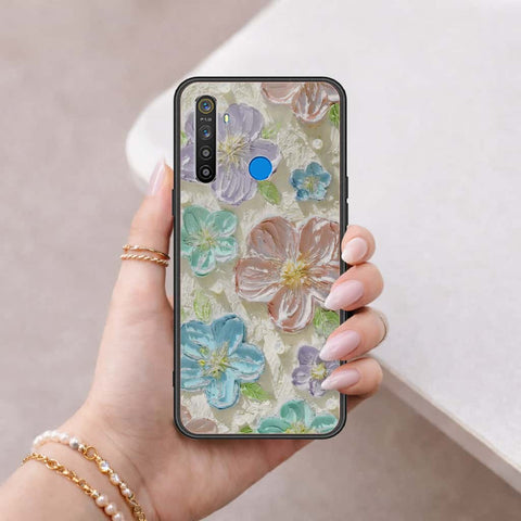 Realme 5 Cover - Floral Series 4 - HQ Ultra Shine Premium Infinity Glass Soft Silicon Borders Case