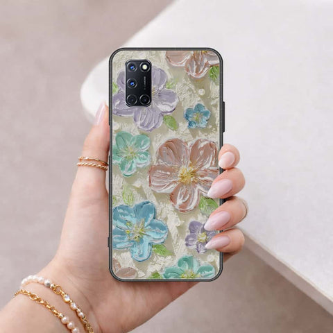 Oppo A92 Cover - Floral Series 4 - HQ Ultra Shine Premium Infinity Glass Soft Silicon Borders Case