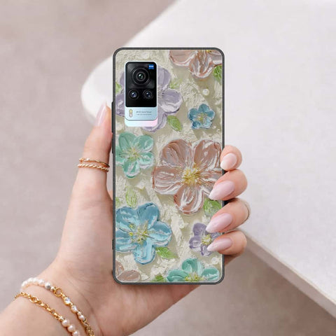 Vivo X60 Cover - Floral Series 4 - HQ Ultra Shine Premium Infinity Glass Soft Silicon Borders Case
