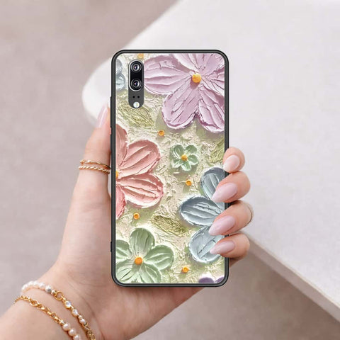 Huawei P20 Cover - Floral Series 4 - HQ Ultra Shine Premium Infinity Glass Soft Silicon Borders Case