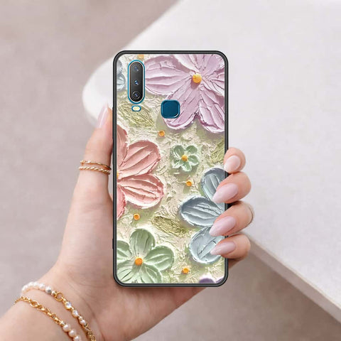 Vivo Y12 Cover - Floral Series 4 - HQ Ultra Shine Premium Infinity Glass Soft Silicon Borders Case