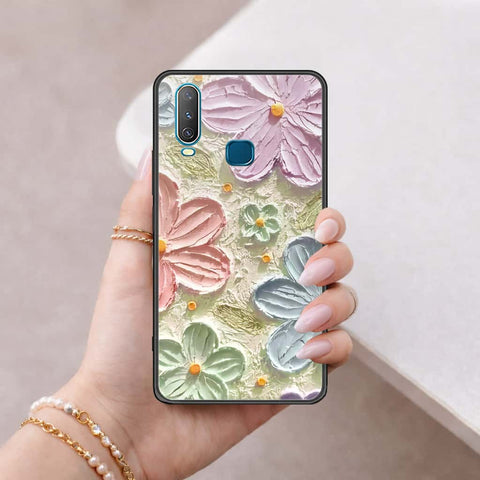 Vivo Y17 Cover - Floral Series 4 - HQ Ultra Shine Premium Infinity Glass Soft Silicon Borders Case