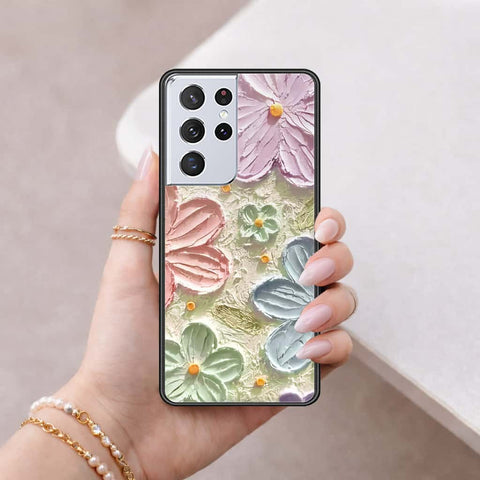 Samsung Galaxy S21 Ultra 5G Cover - Floral Series 4 - HQ Ultra Shine Premium Infinity Glass Soft Silicon Borders Case