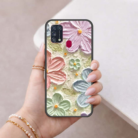 Samsung Galaxy M21s Cover - Floral Series 4 - HQ Ultra Shine Premium Infinity Glass Soft Silicon Borders Case