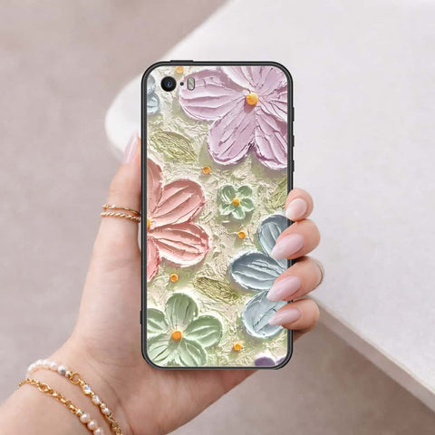 iPhone SE / 5s / 5 - Floral Series 4 - HQ Ultra Shine Premium Infinity Glass Soft Silicon Borders Case