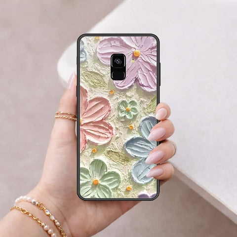Samsung Galaxy A8 2018 Cover - Floral Series 4 - HQ Ultra Shine Premium Infinity Glass Soft Silicon Borders Case